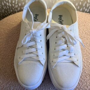 Hey Girl White Glitter Sneakers